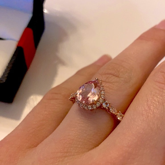 Sapphire 14K Rose Gold Over Sterling Silver Cocktail Ring - Picture 3 of 9